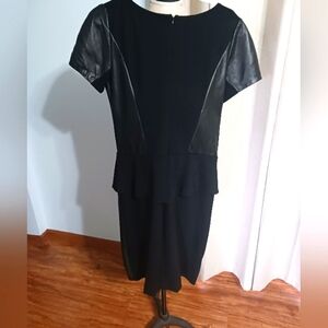 Yoana Boraschi Leather sleeve Peplum dress